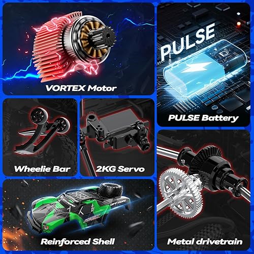 Miniatura 4 de JM Racing 112 Fast RC Cars 40KPH 4WD Camión Desire de control remoto, camión monstruo todoterreno con batería recargable, resistente al agua RTR