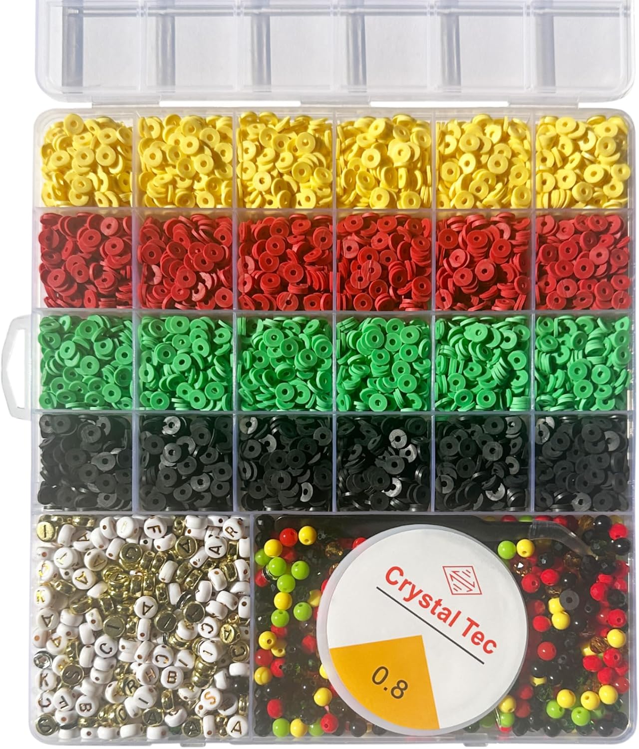 ParsNuntio Black History Month DIY Craft Clay Beads Kit - Black History Beads and Alphabet for Art Craft with Stretch Bead Cord - African Colors Clay Beads for Party Supplies Decor DIY Crafts