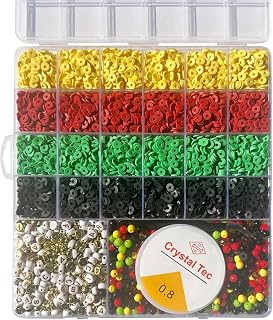 ParsNuntio Black History Month DIY Craft Clay Beads Kit - Black History Beads and Alphabet for Art Craft with Stretch Bead Cord - African Colors Clay Beads for Party Supplies Decor DIY Crafts