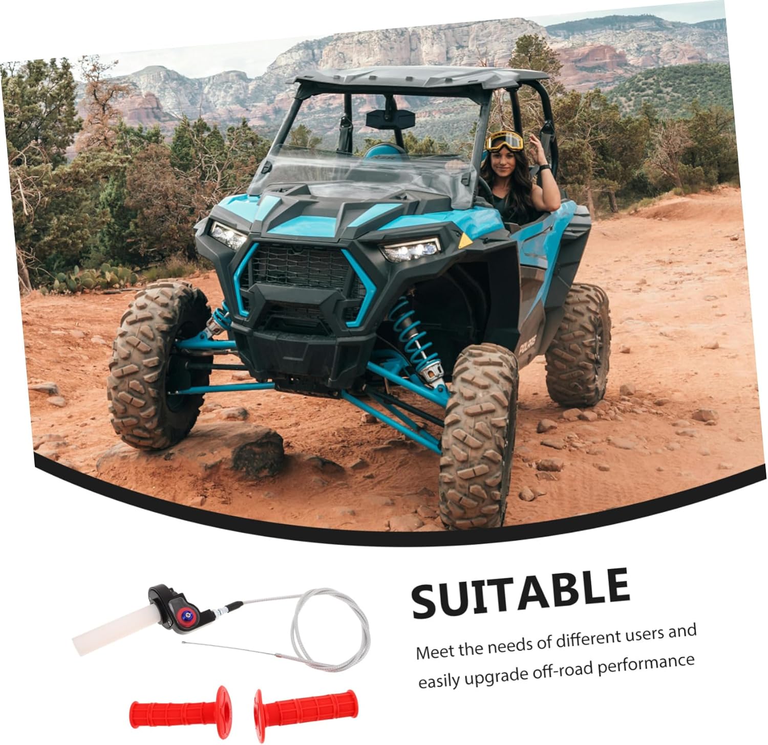 1 Set Motorcycle Handle Grips with Throttle Cable Ergonomic Design for Enhanced Control Compatible with Atvs and Offroad Vehicles Weather Resistant for Extreme Conditions