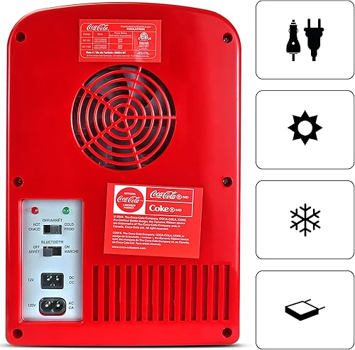 Miniatura 4 de Coca-Cola - Mini refrigerador portátil con altavoz Bluetooth de 12 V, cables de alimentación CA/CC incluidos, altavoz compacto y enfriador