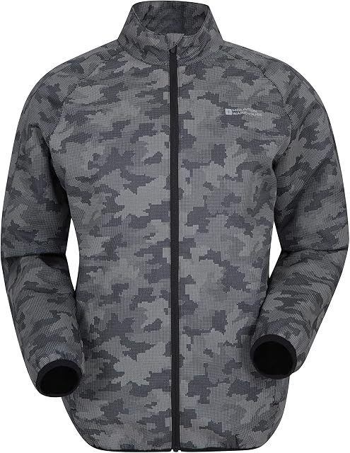 Mountain Warehouse 360 Reflective Mens Jacket - Water Resistant Unisex Rain Jacket, Breathable, Front Pockets, Full Zip Rain Coat -Best for Cycling & Running Black L