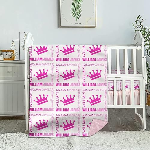 Juego de ropa de cama para cuna personalizada para bebés, juego de ropa de cama de cuna personalizada con nombre, corona de princesa, juego de ropa