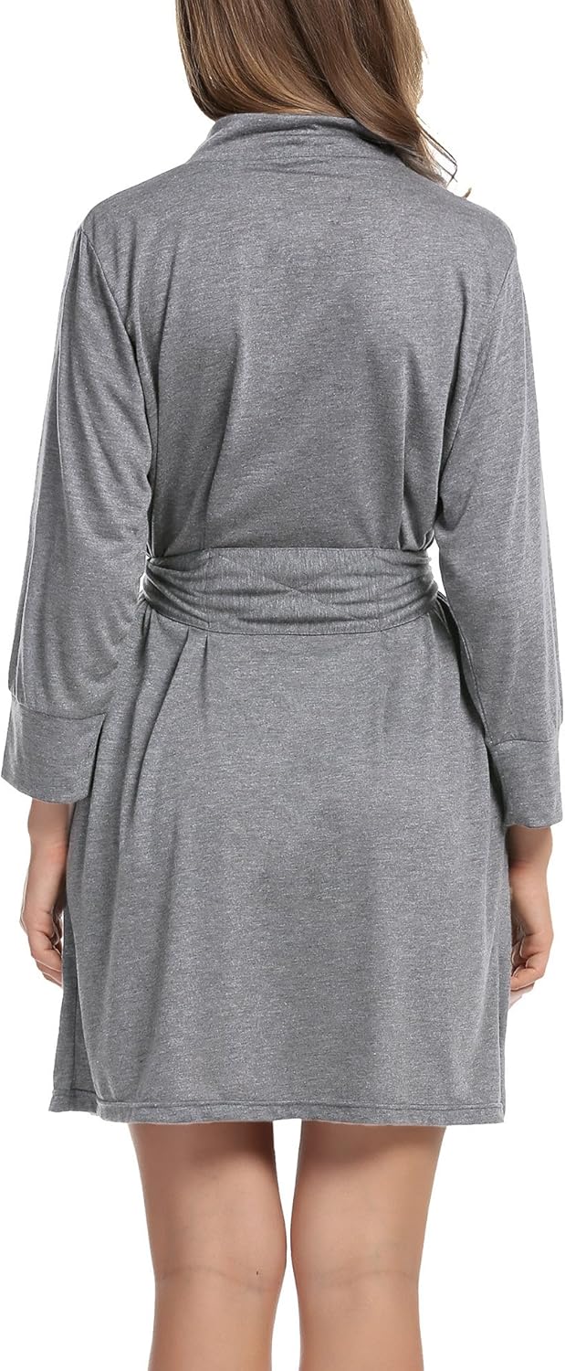 HOTOUCH Womens Robe Lightweight Short Knit Bathrobe Soft Ladies Sleepwear with Pockets - Image 5