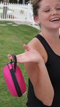 Oval Hard Shell Headphone Carrying Case | Travel Pouch Protection Compatible with Foldable Headphones | Pink Ballistic Nylon