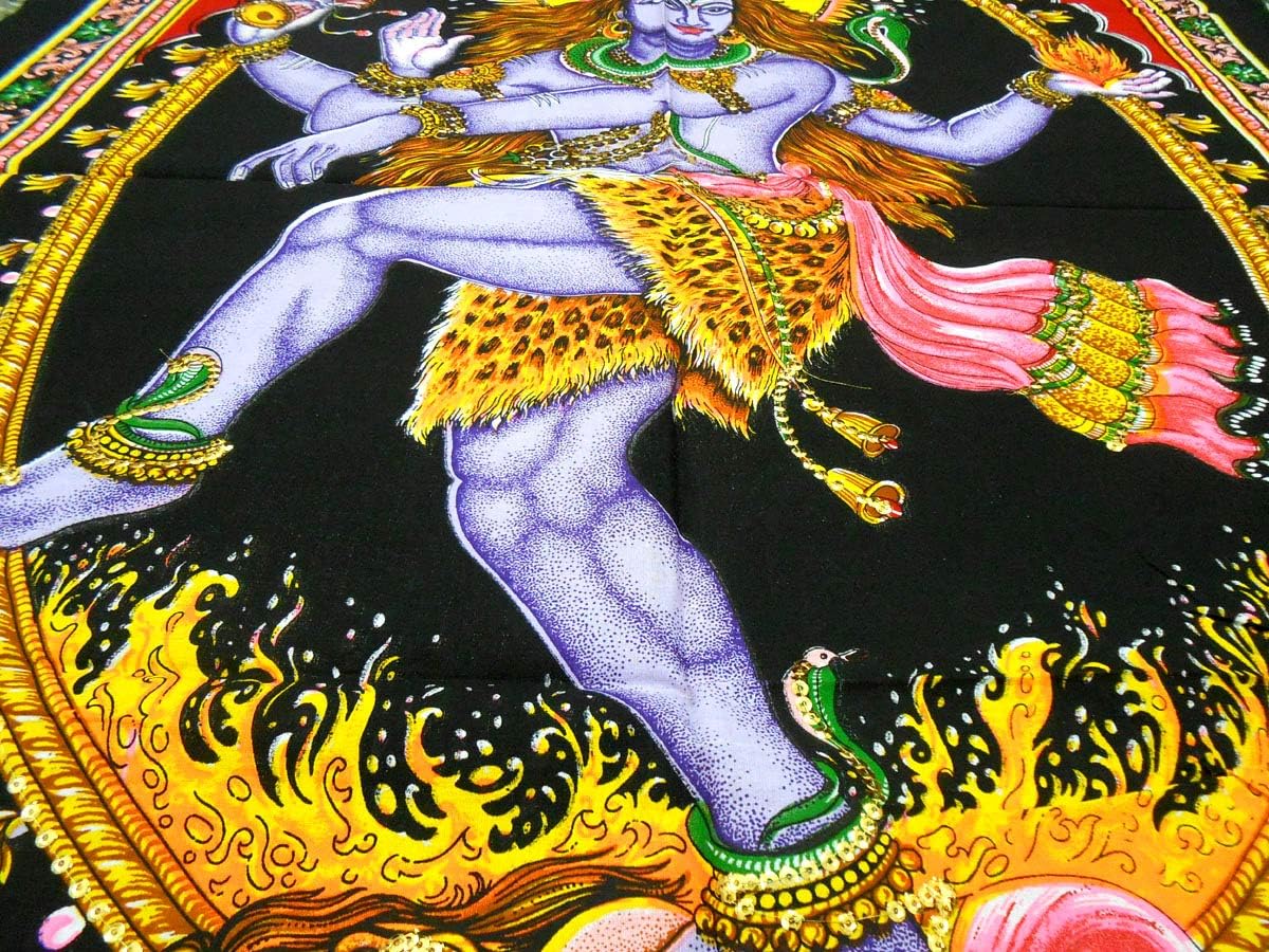 Dancing Shiva/Nataraja sequins Cotton Wall Hanging Yoga Painting : Size 43"x30" Inches