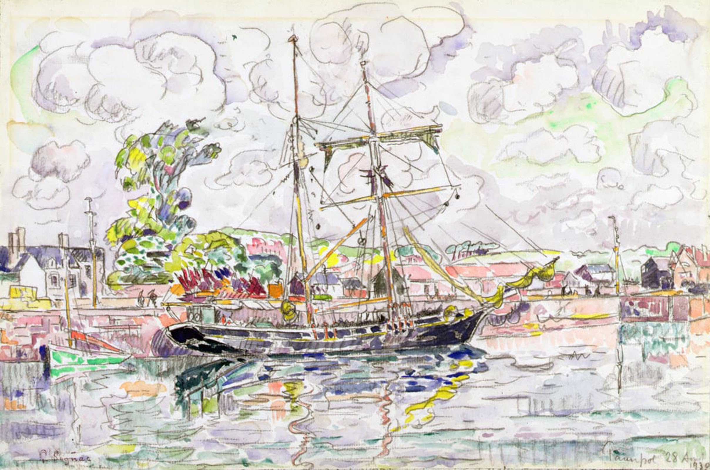 POSTERIIk Famous Print Pop Art Wall Art Graffiti Paimpol by Paul Signac Art Prints for Home Decor 60x90cm
