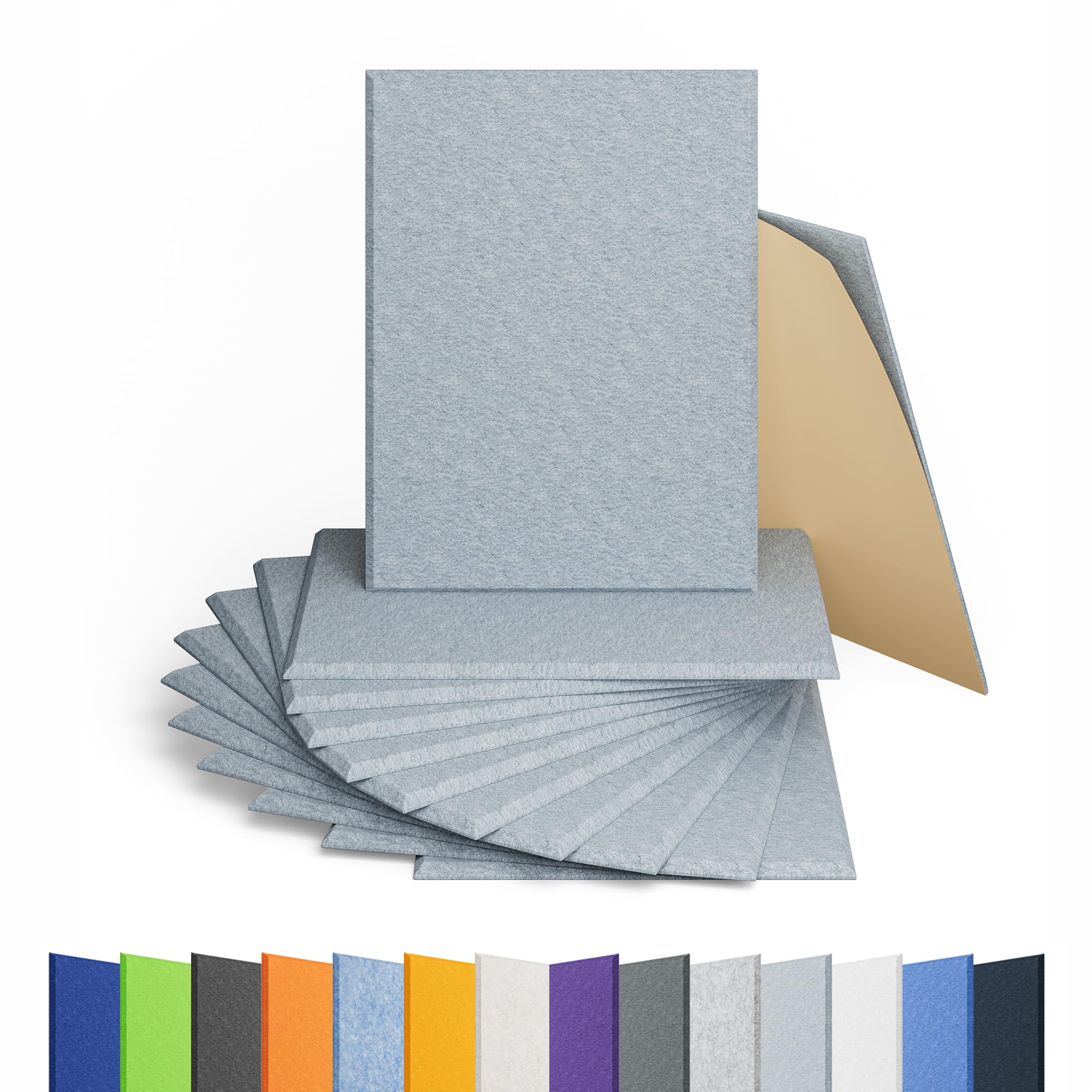 12 Pack Rectangle Acoustic Panels Self Adhesive Sound Proof Foam(Blue Gray)