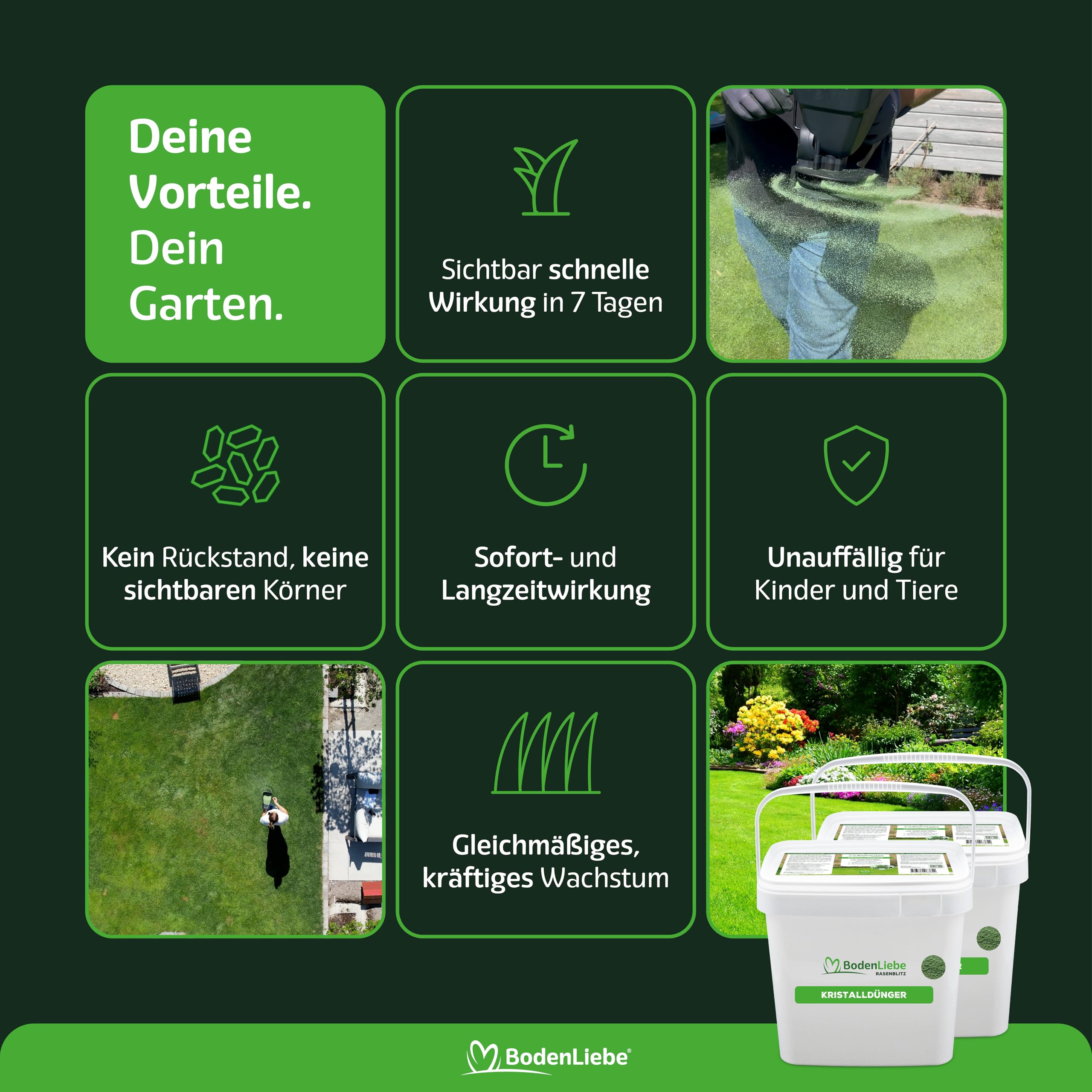 RASENBLITZ Kristalldünger Herbst 20 kg Rasendünger | Rasendünger Herbst, zur Vorbereitung auf den Winter, unterstützt Rasensamen bei Keimung & Wachstum, für starke Wurzeln