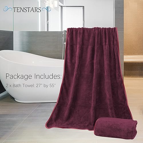 Vista 182 de TENSTARS - Toallas de mano para baño con dobladillo de seda, secado rápido, toalla absorbente de microfibra ultrasuave para baño, fitness, gimnasio