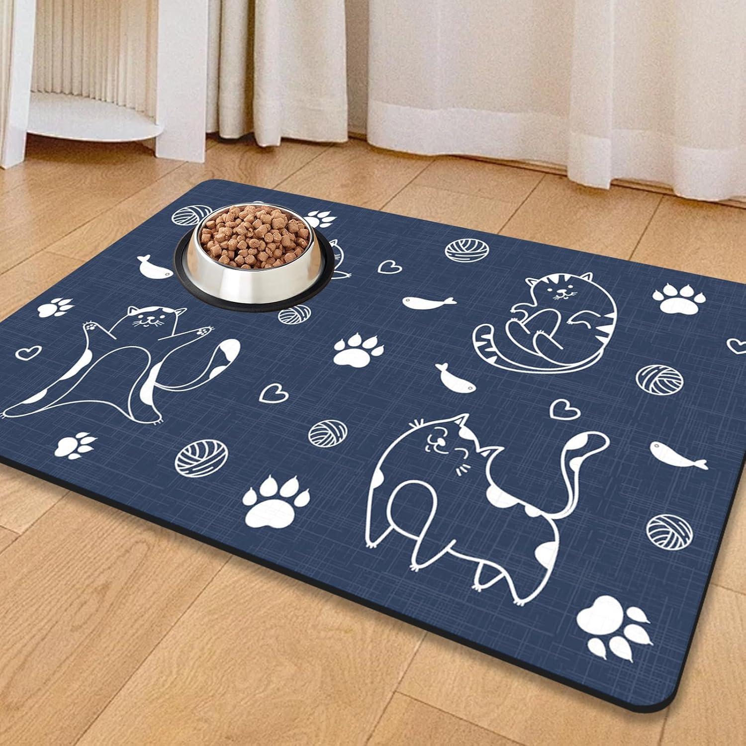 Pet Feeding Mat Absorbent Dog Food Mat No Stains Waterproof Dog Mat for Food and Water, Easy Clean Puppy Supplies Dog Accessories for Messy Drinkers(Blue-44×75 cm) Pet Feeding Mat Absorbent Dog Food Mat No Stains Waterproof Dog Mat for Food and Water, Easy Clean Puppy Supplies Dog Accessories for Messy Drinkers(Blue-44×75 cm)