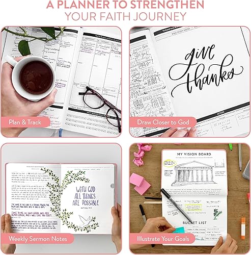 Miniatura 3 de Diario bíblico 2024 y diario de gratitud para hombres y mujeres, diario de tapa dura con papel grueso que no se corre, organizador para mes, semana