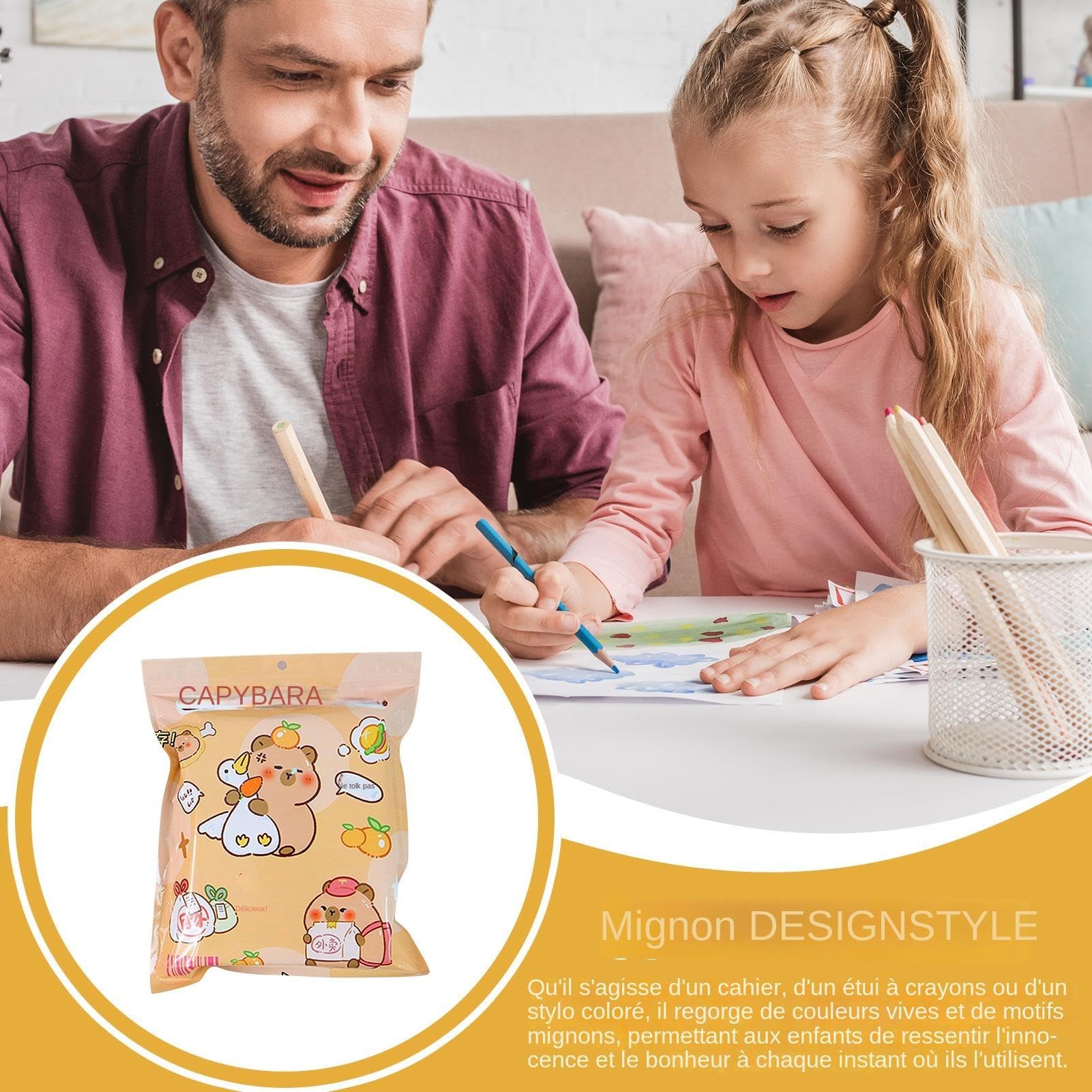 Kit de Papeterie Scrapbooking pour Filles et Étudiants - Ensemble Dessin Animé Capybara - Collection de Récompense de Classe