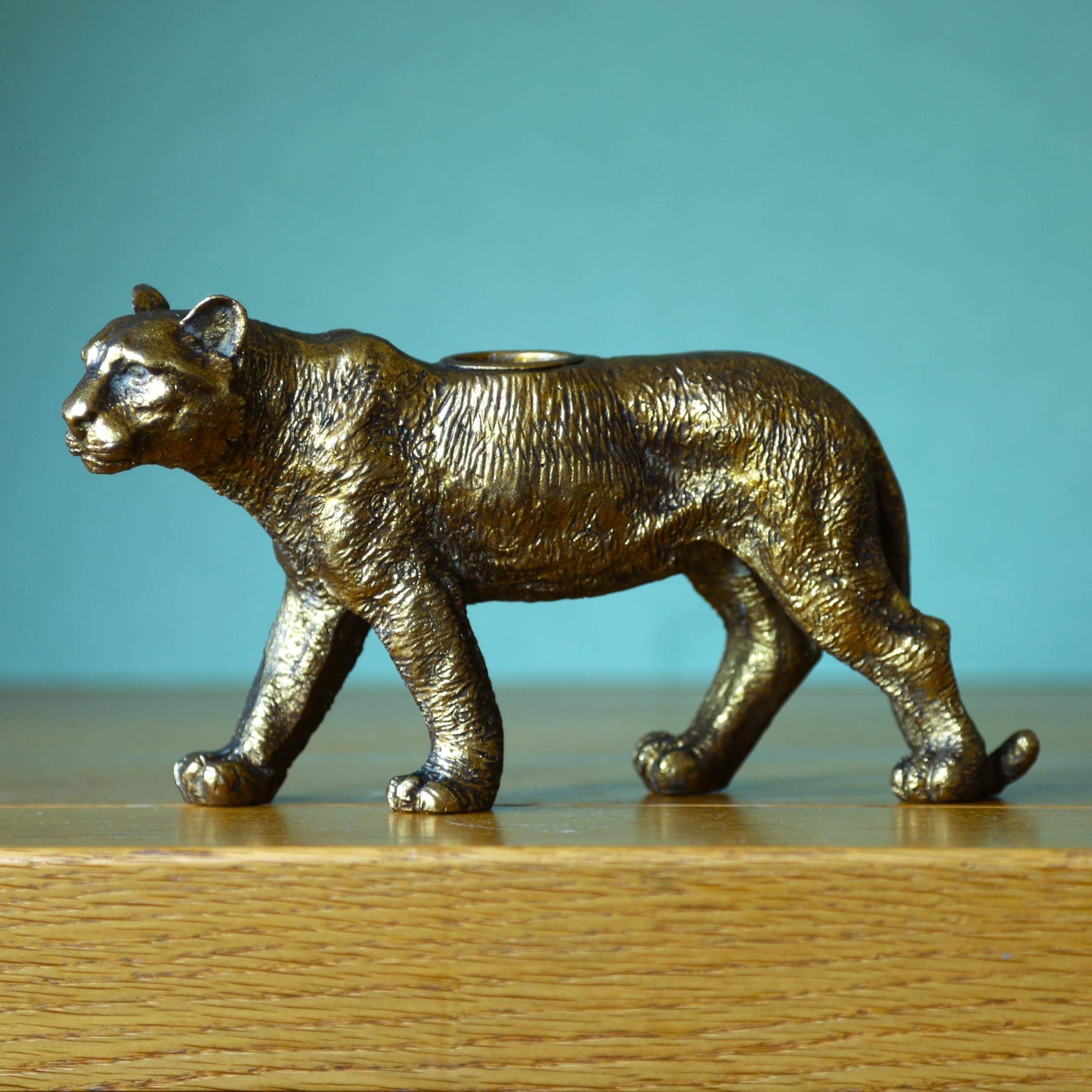 Resin Gold Leopard Candlestick Antique Animal Statue Taper/Dinner Candle Holder Home Office Shelfsitter Ornament