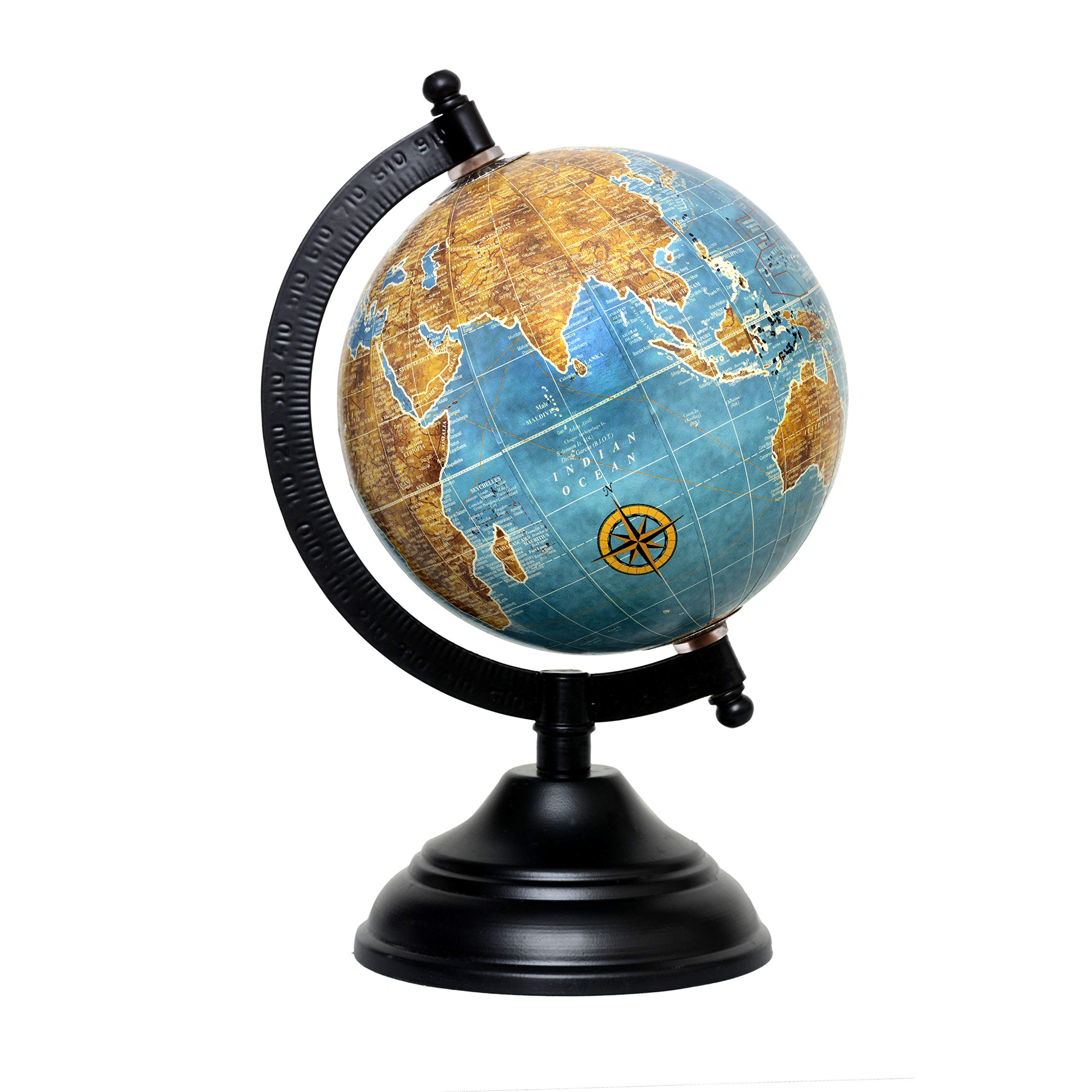 AONA Educational political laminated rotating world globe with metal arc and base Height 5 Inch