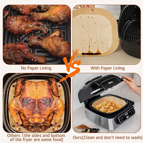 Miniatura 3 de Revestimientos para freidora de aire Ninja AG301 Foodi Grill Accesorios, 100 piezas de freidora de aire desechables para Ninja AG301 5 en 1,