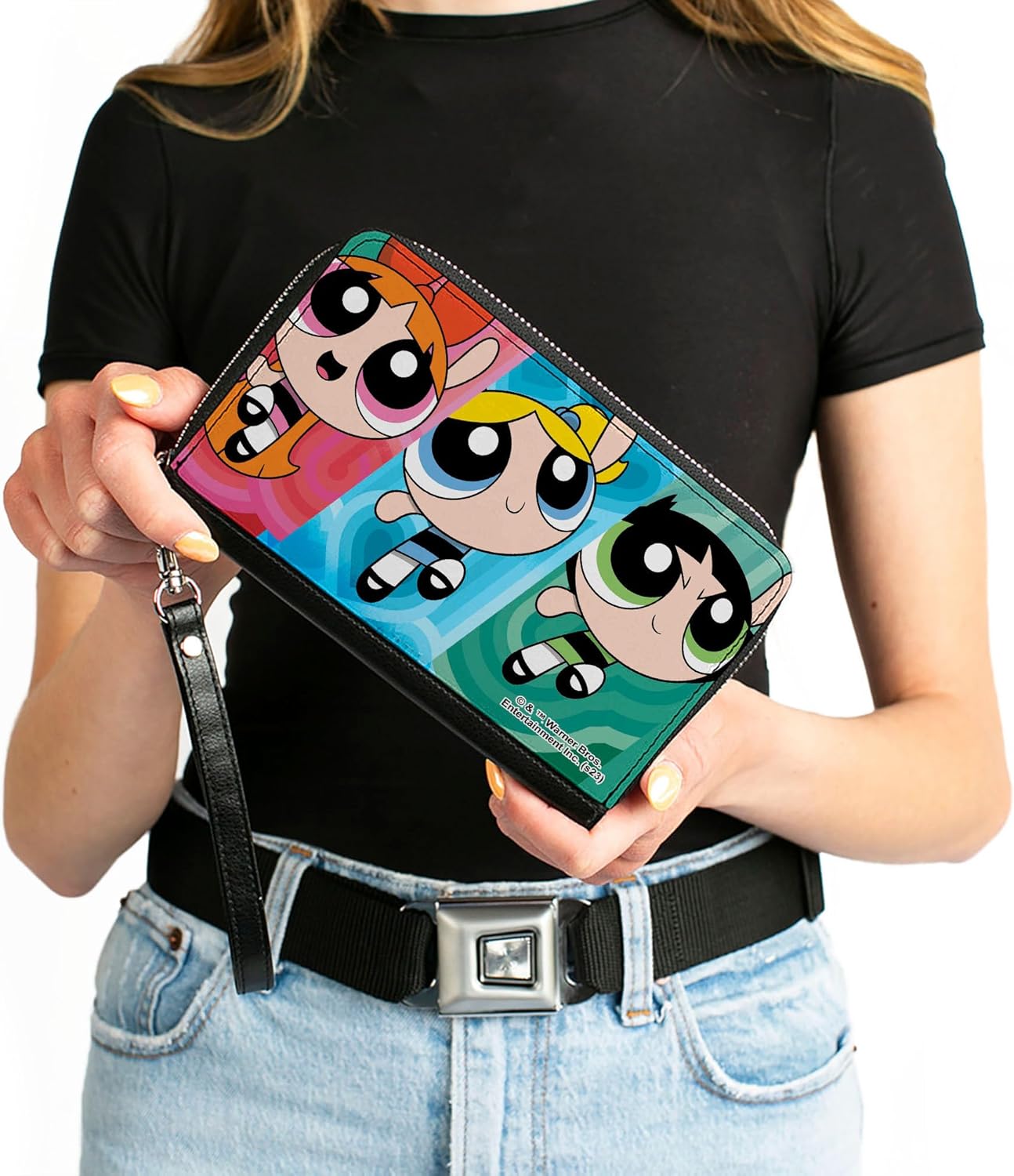 Buckle-Down Warner Bros. Animation Wallet, Zip Around, The Powerpuff Girls Action Pose Blocks Multi Color, Vegan Leather - Image 4
