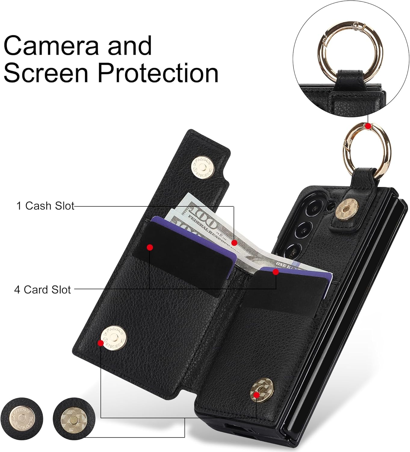 Asuwish Phone Case for Samsung Galaxy Z Fold 5 5G 2023 Wallet Cover with S Pen SPen Slot Credit Card Holder Stand Slim Rugged Mobile Flip Purse Cell Accessories ZFold5 Z5 G Fold5 5Z Women Men Black