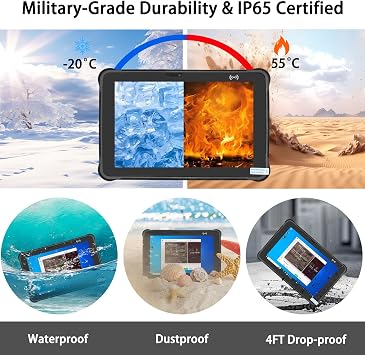 ST11-J Rugged Tablet with Barcode Scanner, 10.1 Windows 11 Pro IP65 Waterproof Tablet with N4680 Scan Engine, 1D/2D QR Inventory Scanner, 8GB+256GB, 4G LTE/GPS/NFC (8+256GB, w/2D)