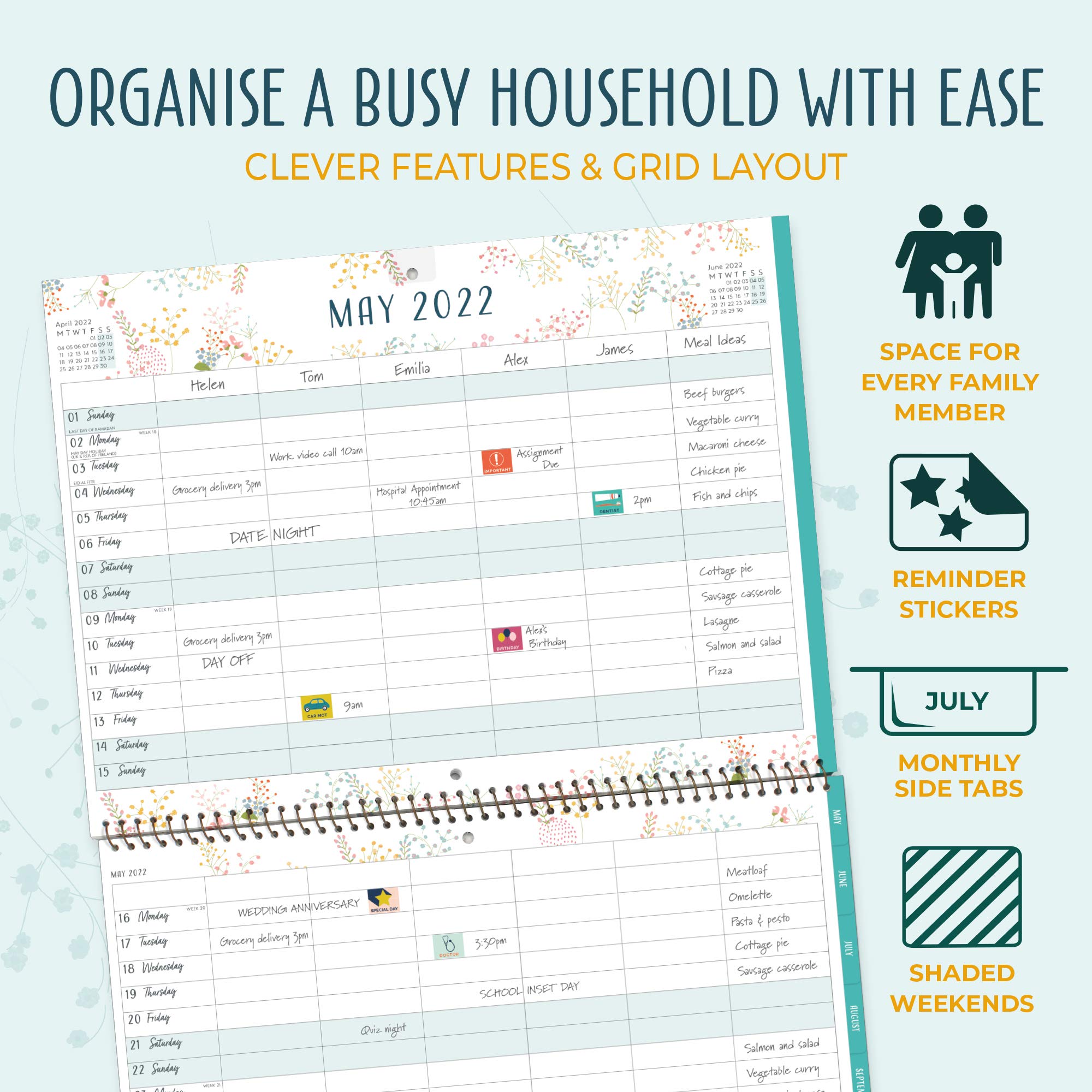 Boxclever Press Family Home Planner. Family Calendar 2022 for Busy