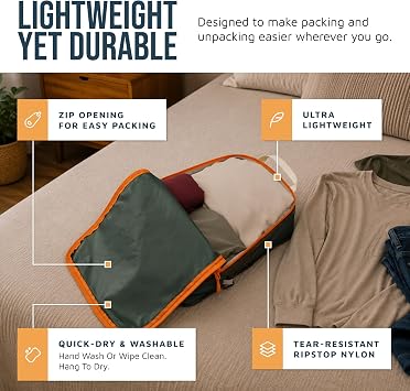 Large Compression Packing Cubes for Travel-Packing Cube Luggage Organizers 7 Piece Set for Checked Luggage-Ultralight, Expandable/Compression Bags by TRIPPED Travel Gear (Green/Orange)