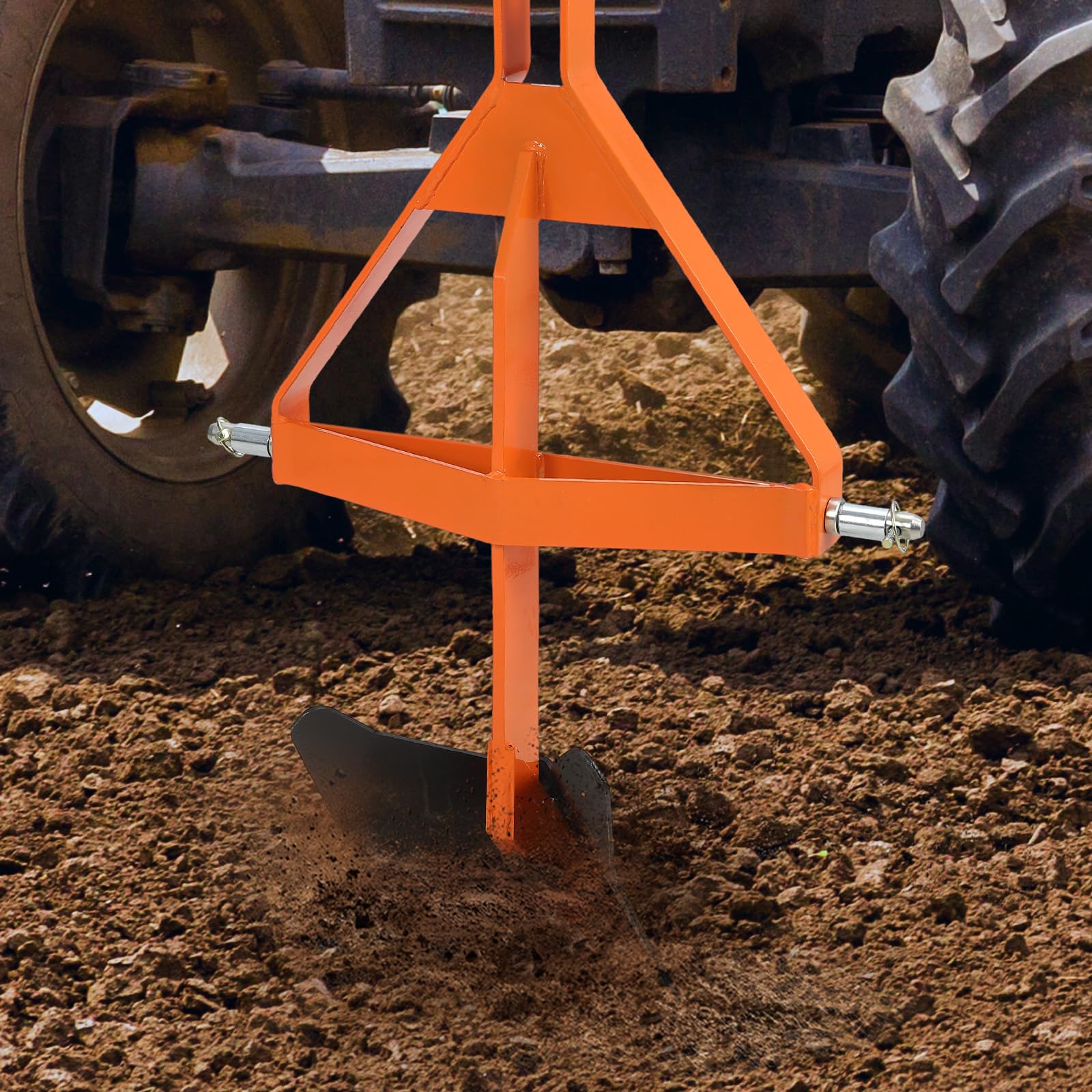 Chasse-charrette moyenne robuste pour tracteurs de catégorie 1, attelage | Lame de fossé simple en acier, barre de remorquage et attelage de remorque pour labourage, sillage, plantation, fossé