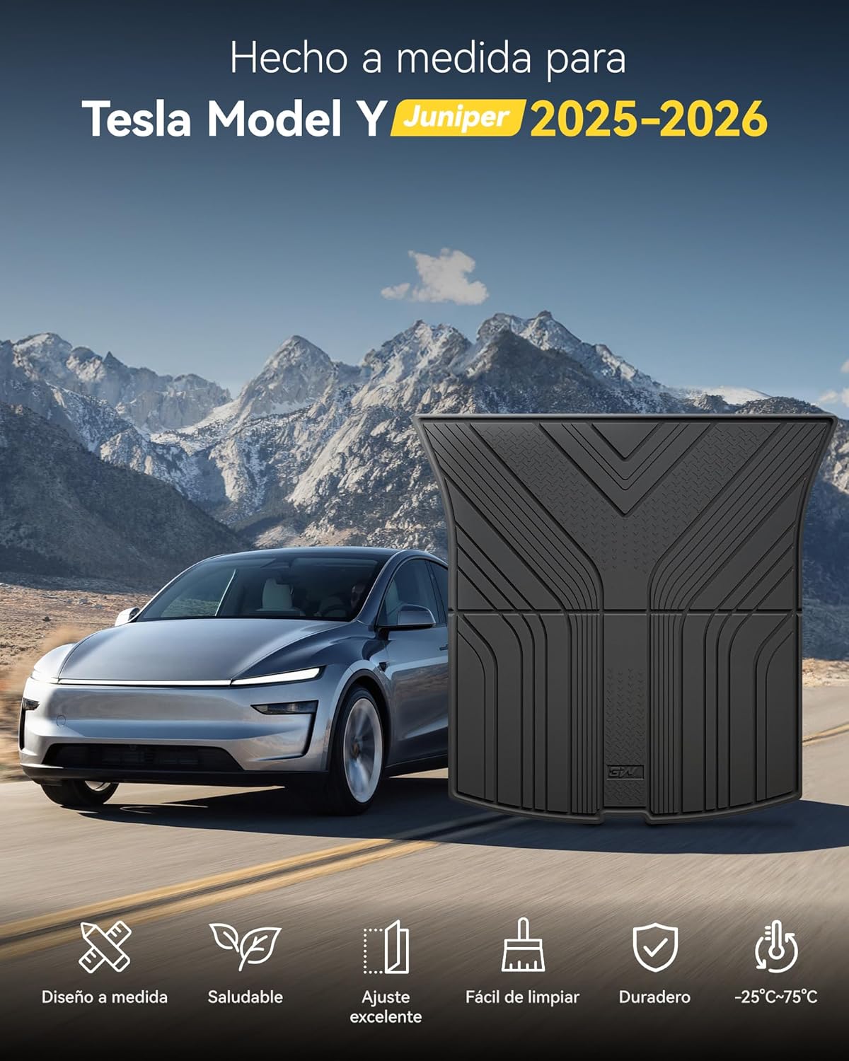 3W Thorex Trunk Mat for Tesla Model Y 2025 2026 Juniper,Thorex All Weather Car Boot Liner Mats for Tesla Complete Set of Trunk Accessories, Black