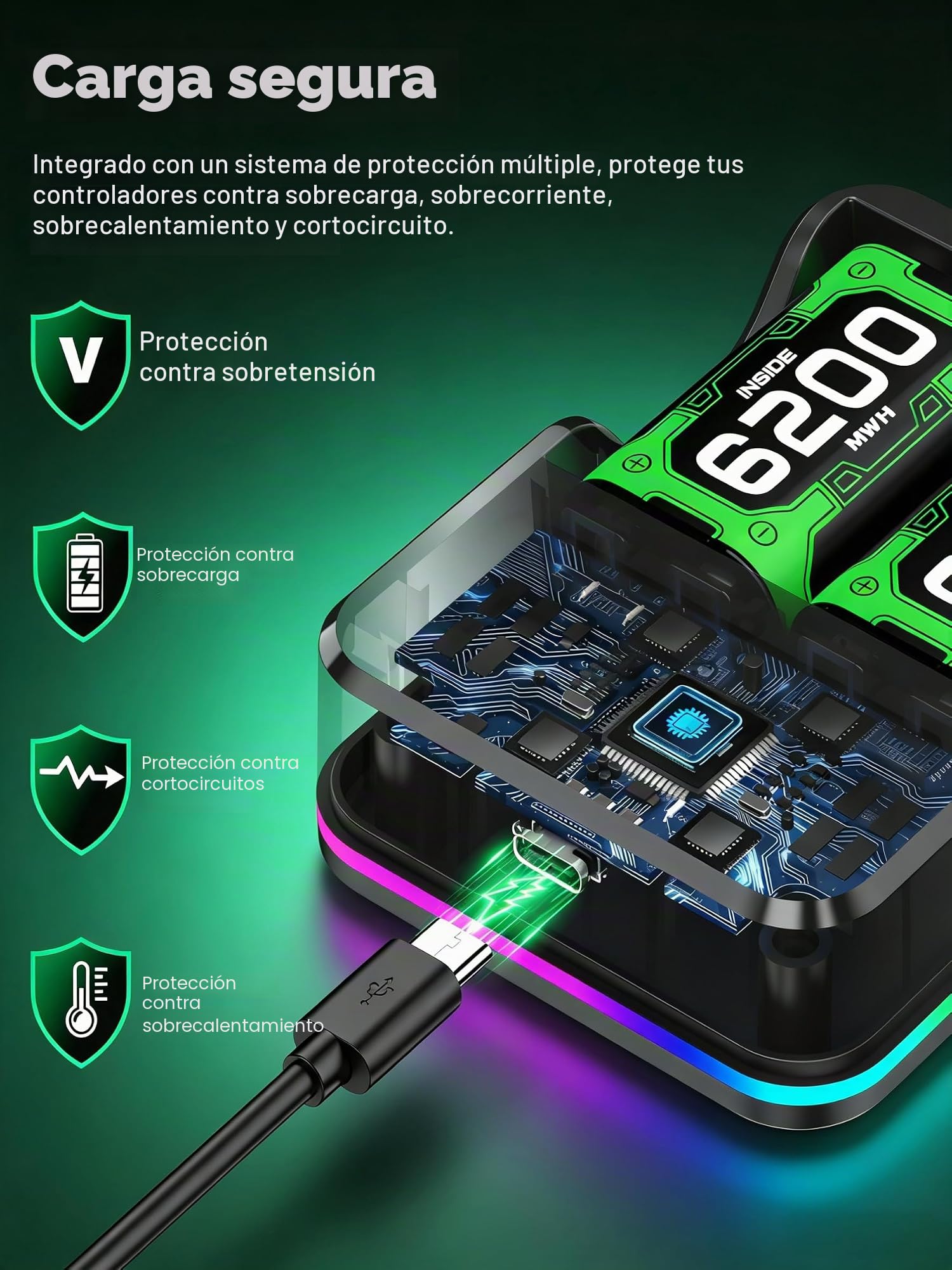 HELLCOOL Batería para Mando de Xbox One/Series X&S, Pack de 2 Baterías Recargables de Alta Capacidad 6200 mWh Ni-MH, Compatible con Xbox Series X|S, Xbox One S/X, Elite Controller