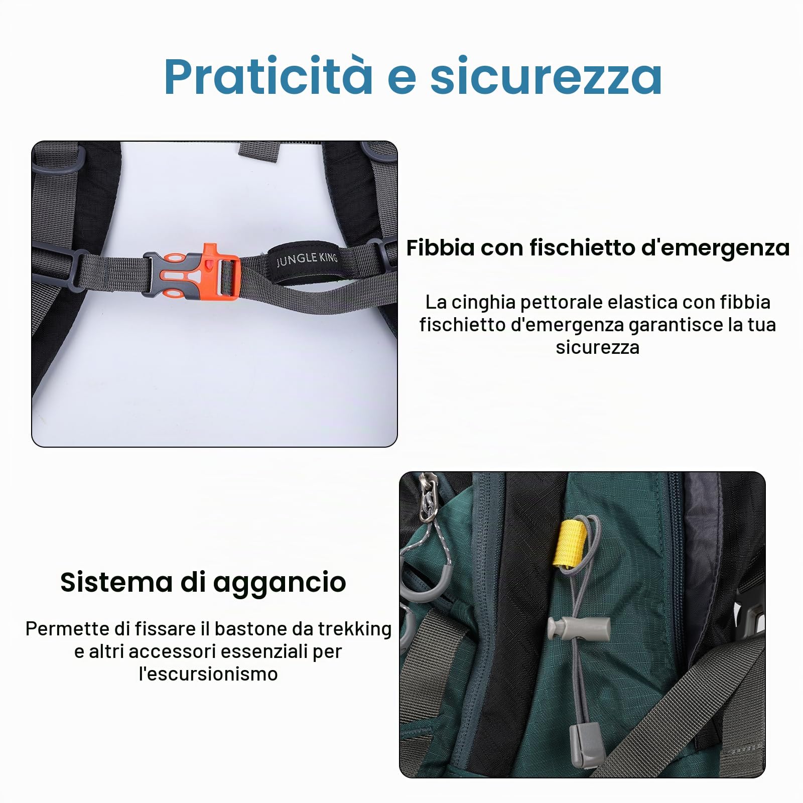Zaino da trekking con telaio interno con supporto posteriore traspirante per uomo e donna, piccolo zaino da campeggio con copertura antipioggia, verde