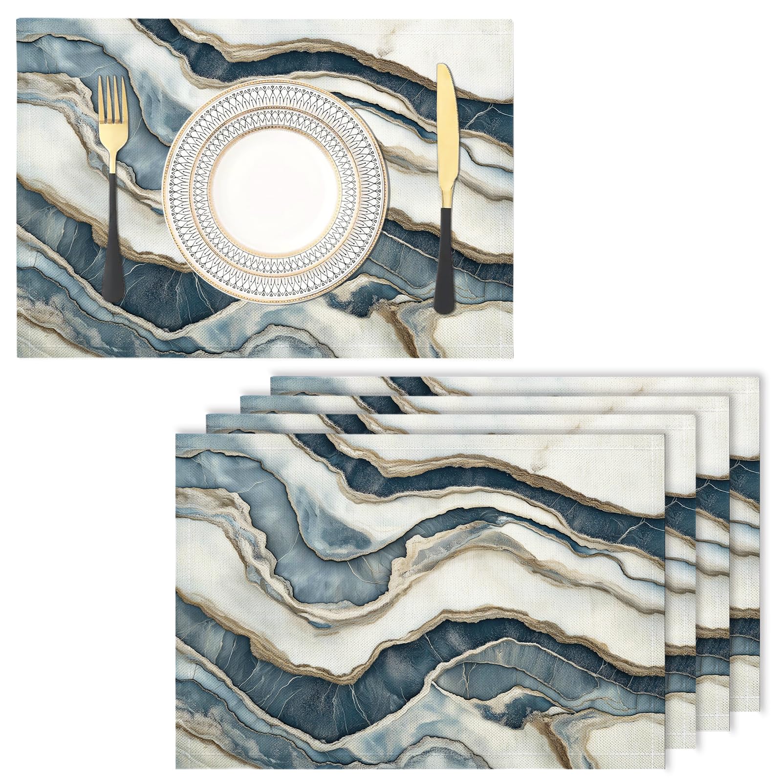 Set de table lavable en machine lot de 8 rectangulaire lin de coton