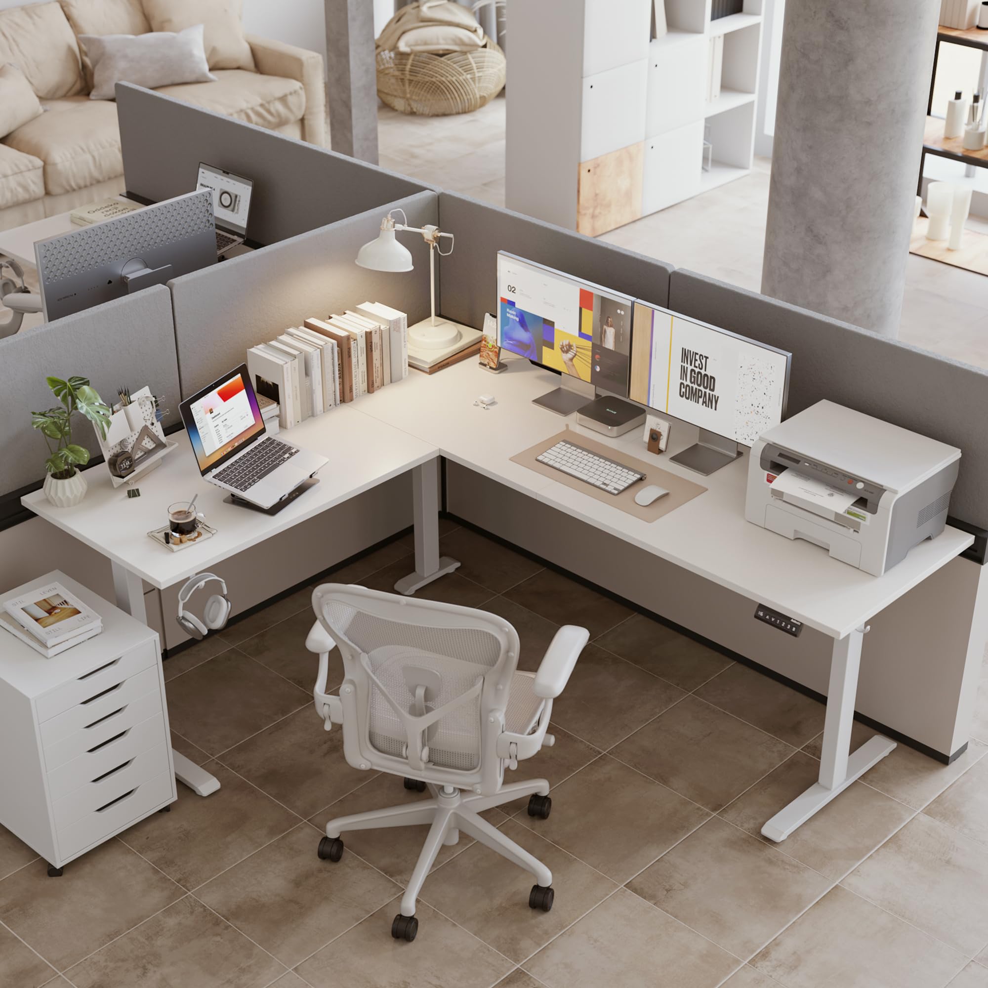 Snapklik.com : Agilestic L-Shaped Standing Desk Adjustable Height