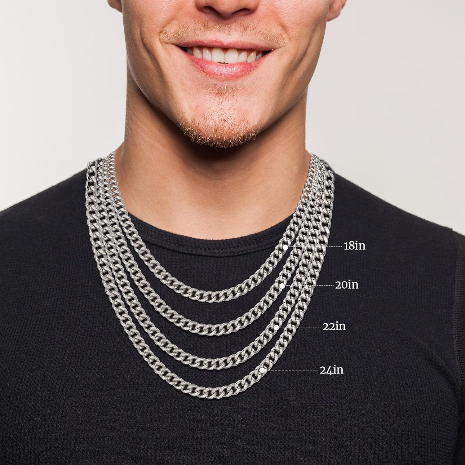 Cuban Link Chain Necklace for Men and Women, Solid 18K Gold Plated/S925 Sterling Silver Italian 5mm Diamond Cut Curb Chain for Men (Sliver/Gold, 18-22inch) - Image 5