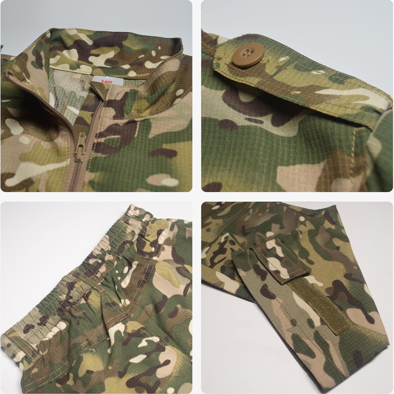 Niños Conjunto de Camiseta y Pantalones Táctico Airsoft Militar Camuflaje Primavera Verano Otoño Combate Deportivo Caza Senderismo Camping para Niño Niña Hombre Mujer