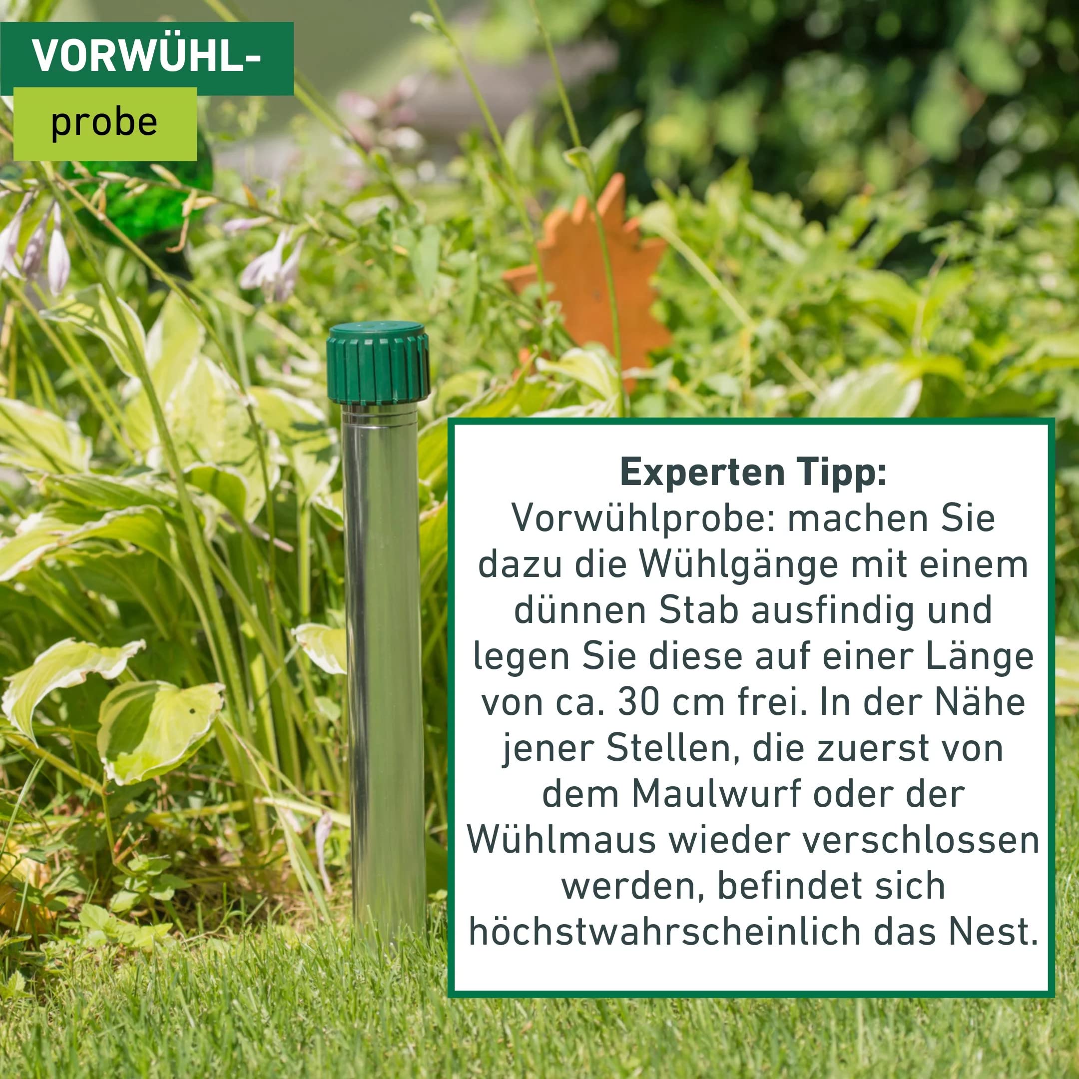 Windhager Maulwurfschreck Alu+ 5 Star Premium, Silber, Wirkungsbereich bis zu 900 m², Silber, batteriebetrieben, mit niederfrequenten Schallwellen, 02130