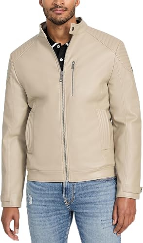 GUESS Mens Stephane Motorcycle Biker, Impact Grey, Extra Large