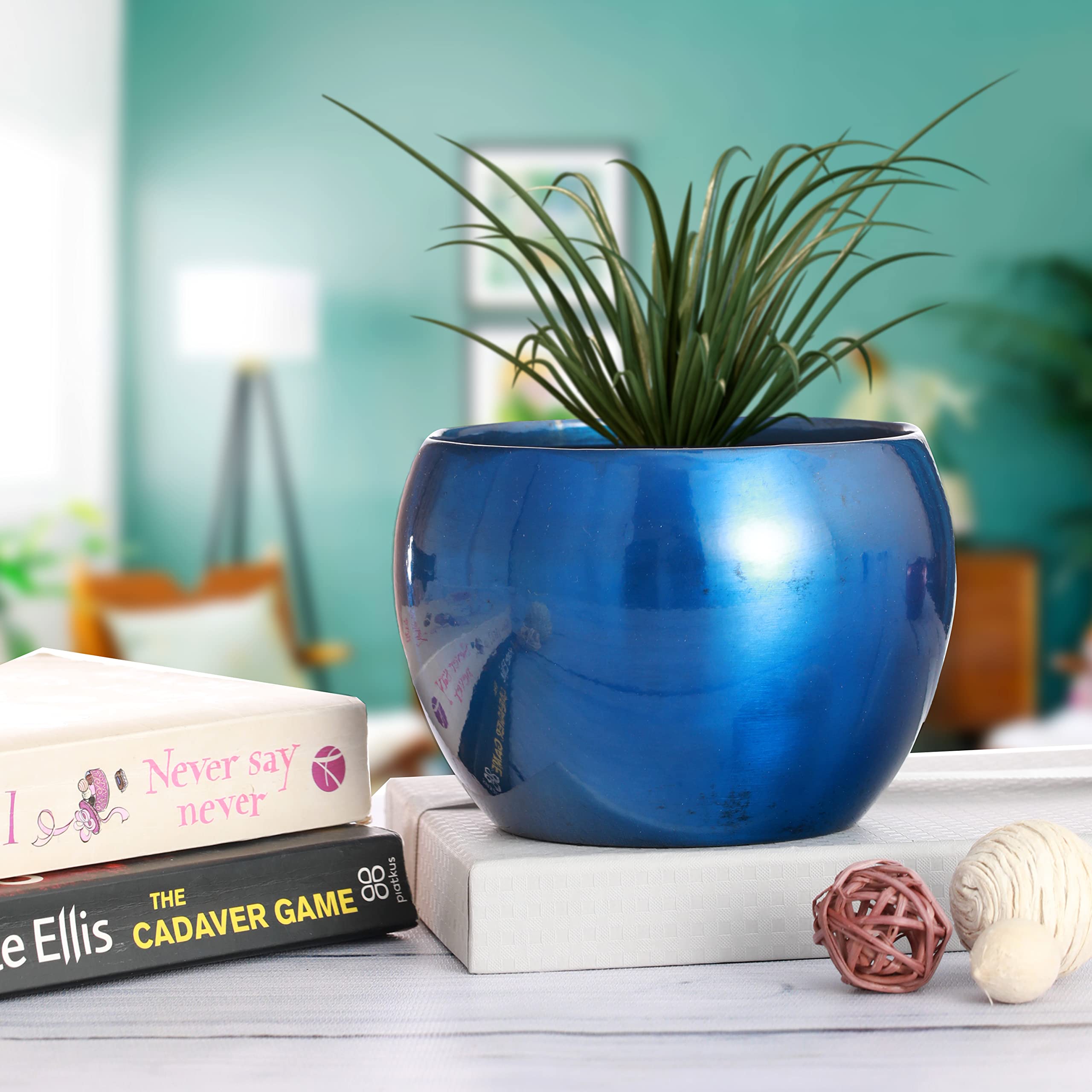 Homspurts Metal Planter Pot for Indoor Plants & Flowers Table Top Planter for Living Room, Home Decor Decorative Pots for Indoor Plants Rust Free Metal Planter for Balcony and Garden Decor (Blue) (B08VRYZWTD) Amazon Price History, Amazon Price Tracker