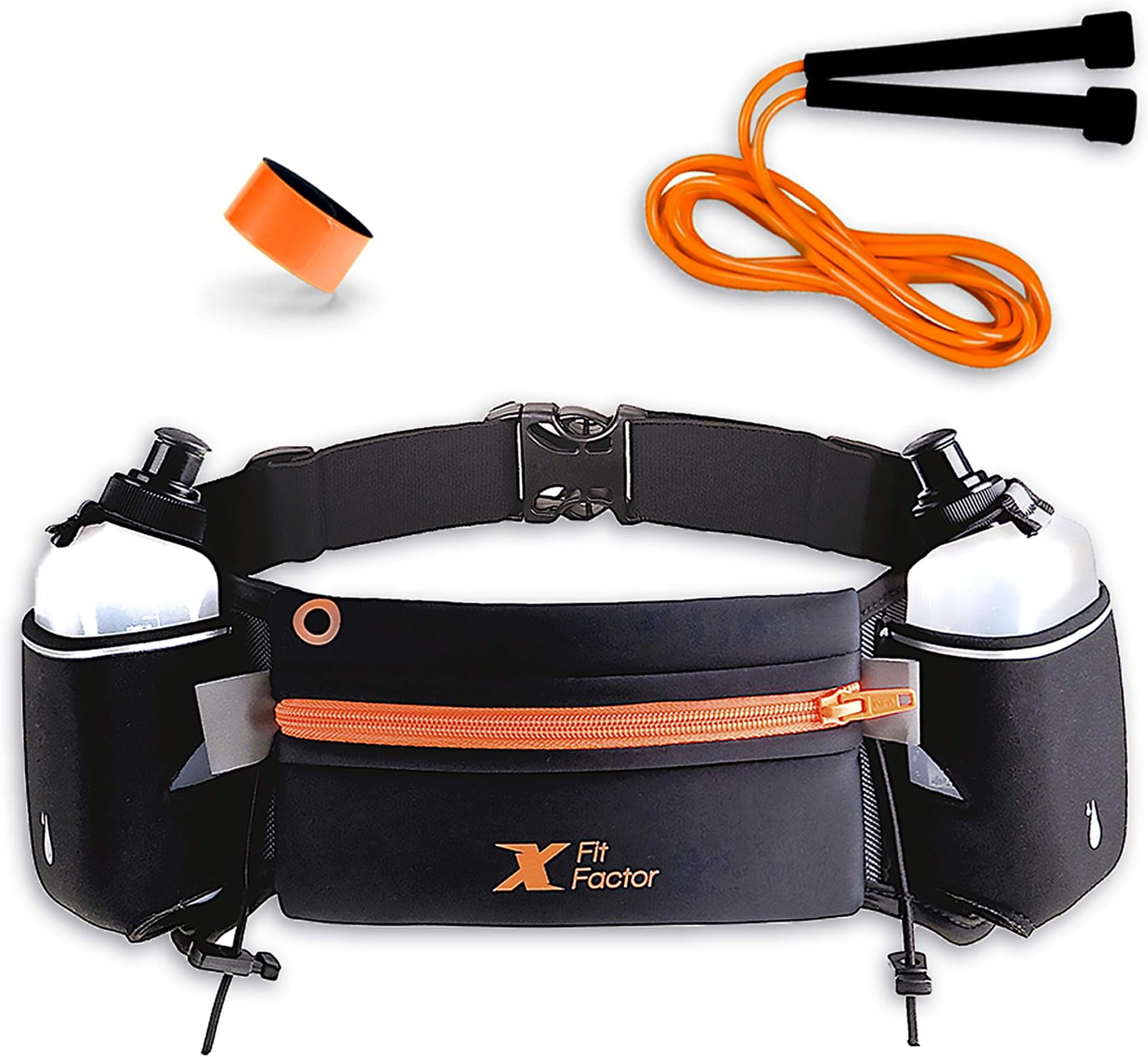 Running Hydration Belt - Waist Bag for Runners Women and Men - Adjustable Fuel Belt with 10 Ounce Water Bottles - Phone Holder and Waist Pack with Large Zip Pocket - Run Pouch for Hiking Climbing