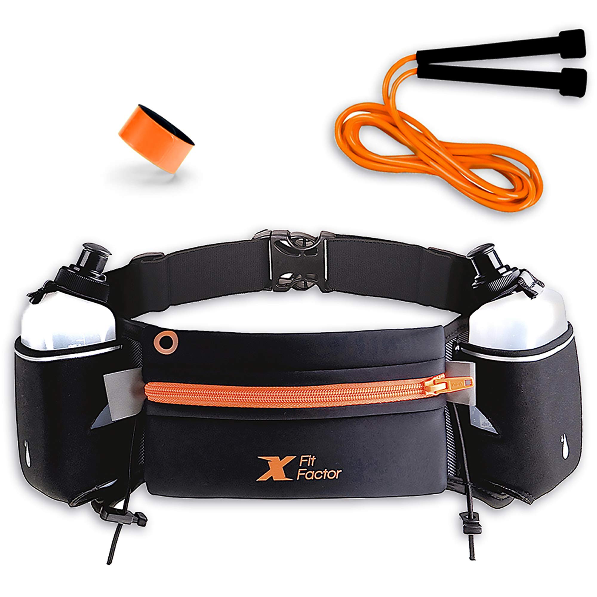 Running Hydration Belt - Waist Bag for Runners Women and Men - Adjustable Fuel Belt with 10 Ounce Water Bottles - Phone Holder and Waist Pack with Large Zip Pocket - Run Pouch for Hiking Climbing