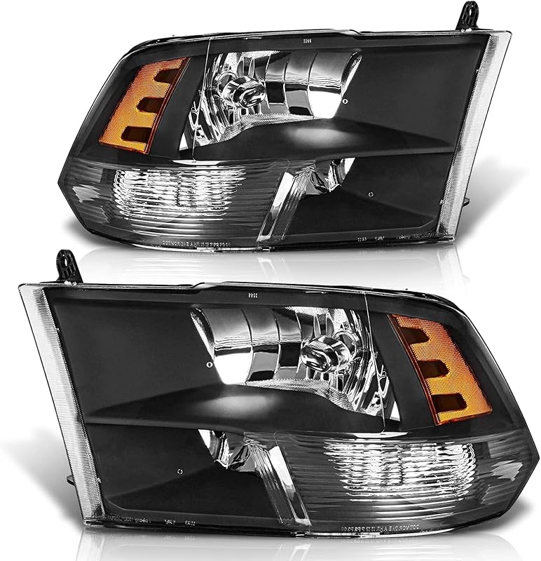 Par de faróis dianteiros halógenos ADCARLIGHTS com lente cristalina para Dodge Ram 1500, 2500 e 3500 – 2 unidades