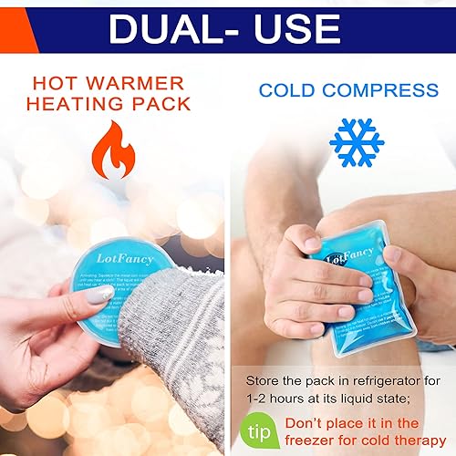 Miniatura 6 de LotFancy Calentador de manos reutilizable, 10 paquetes de calor instantáneo activado por clic y 2 envolturas, compresa de terapia caliente a