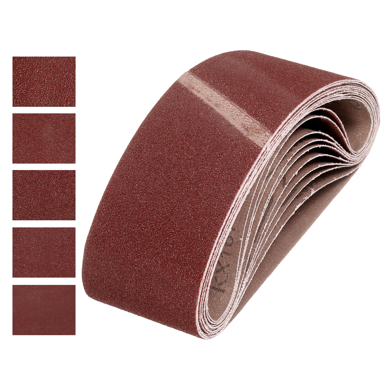 sourcing map Lot de 15 bandes abrasives de 76 mm x 533 mm - Grain 80/120/150/240/400 - Grain 80/120/150/240/400 - Pour le travail du bois, le polissage du métal, l'aiguiseur de couteaux