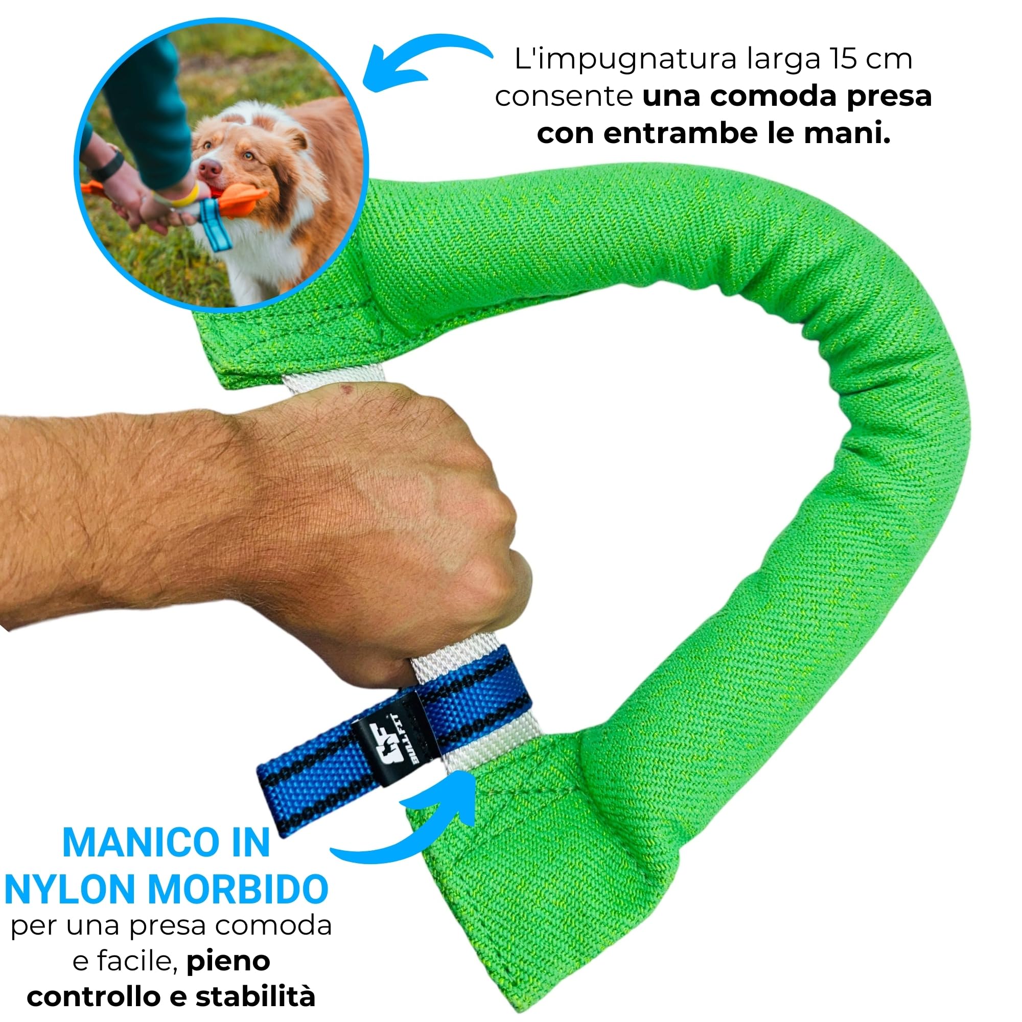 Bull Fit Manicotto per Cani a Ferro di Cavallo 30 cm, Salsicciotto Molto Robusto per I'addestramento dei Cani, per il Tiro alla Fune e per i Giochi di Tiro alla Fune, Verde