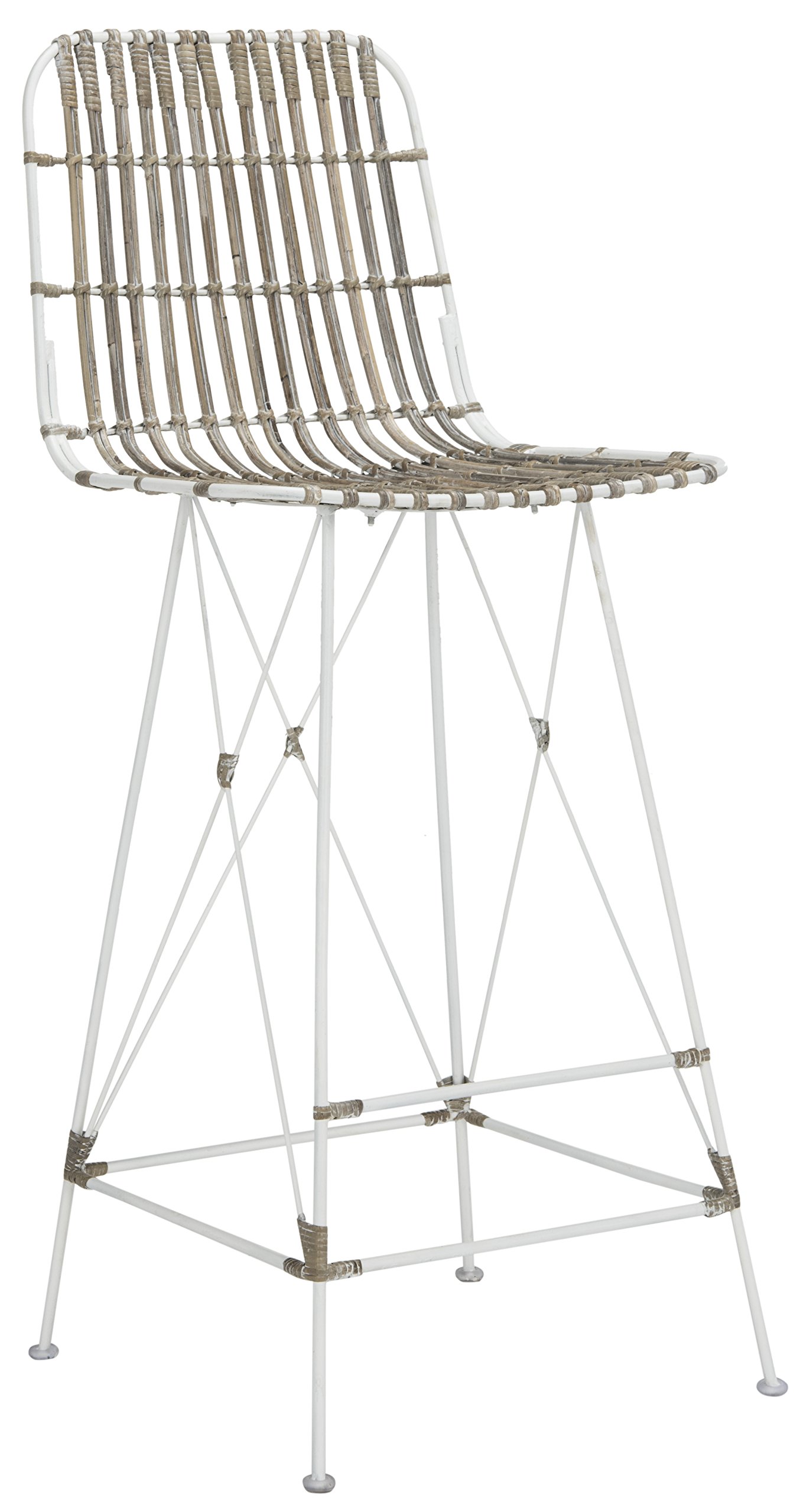 Safavieh Home Collection Minerva White Rattan 30-inch Bar Stool (Set of 2)