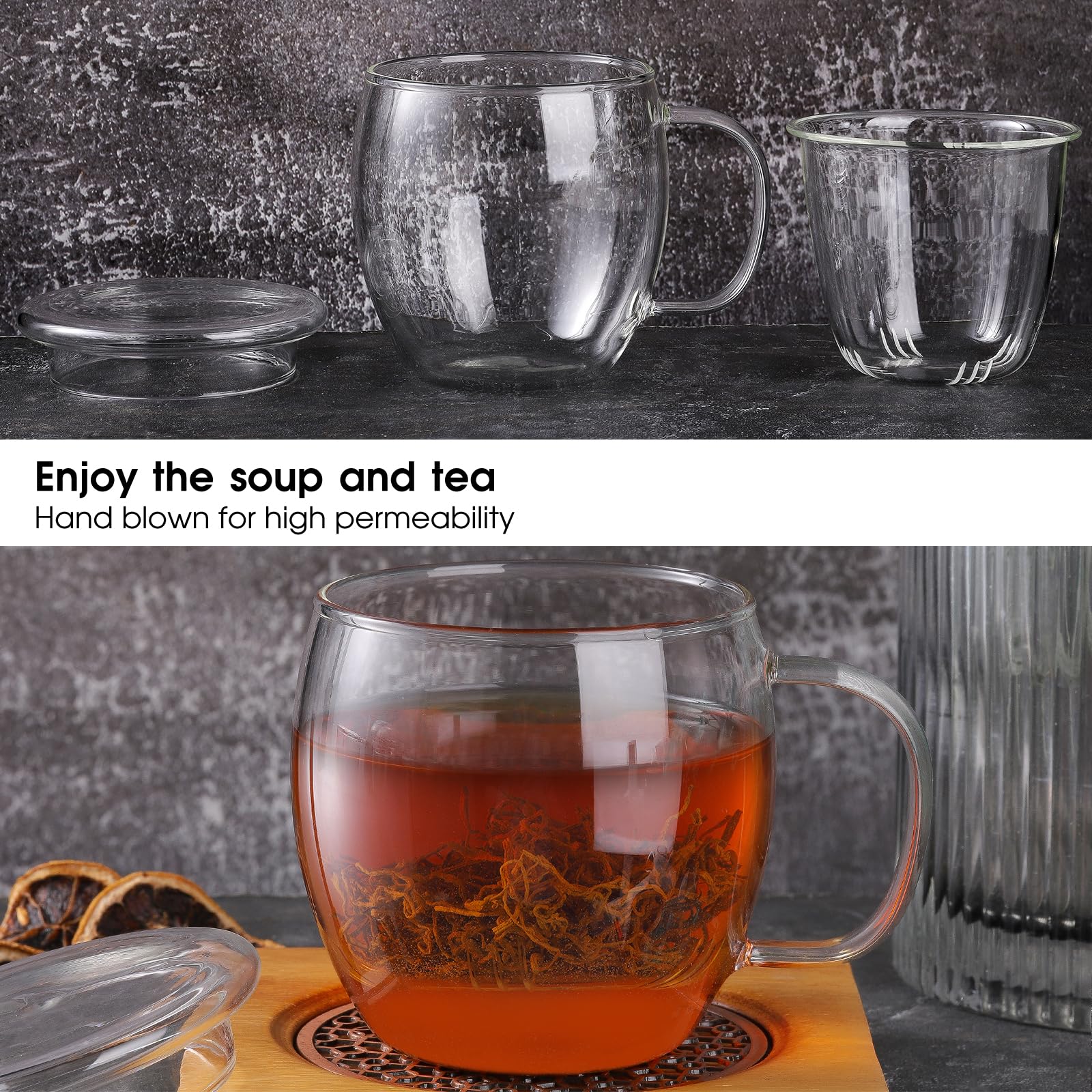 Portable Glass Tea Infuser Bottle Travel Tea Mug with Infuser Tumbler for Blooming Tea Balls Double Wall Borosilicate Portable Tea Cup: c9