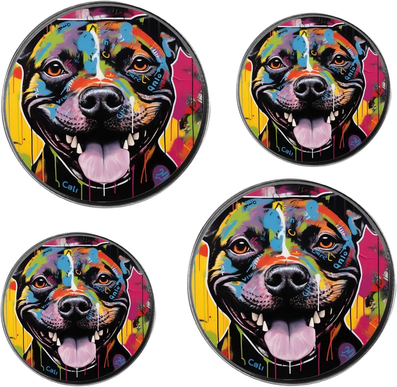 Pit Bull Print Set of 4 Stove Burner Covers - Premium Round Electric Stove Range Protectors,8 IN & 10 IN