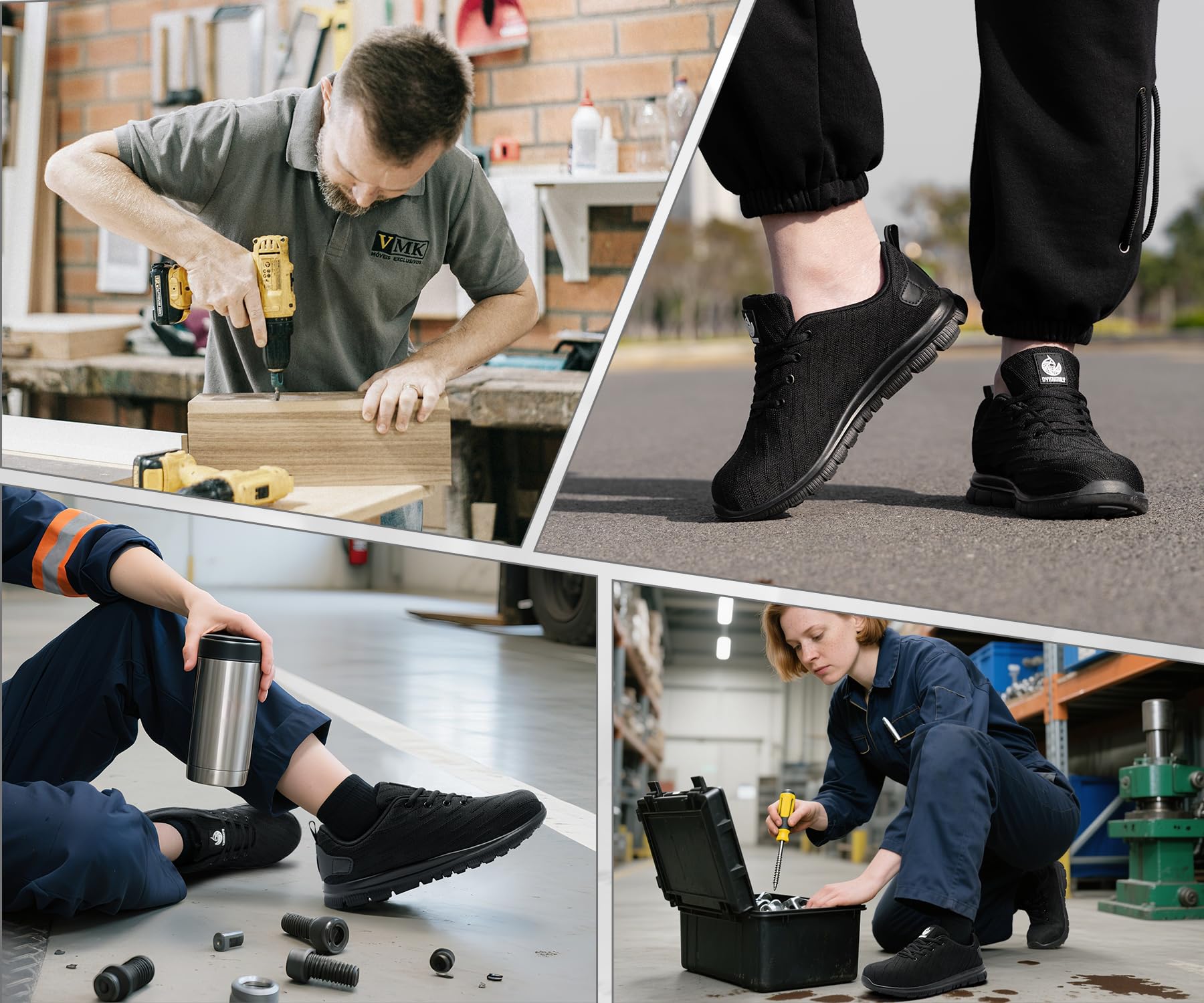 Zapatos de Seguridad Punta de Acero Mujer Hombre Ligero Calzado de Trabajo Comodo Respirable