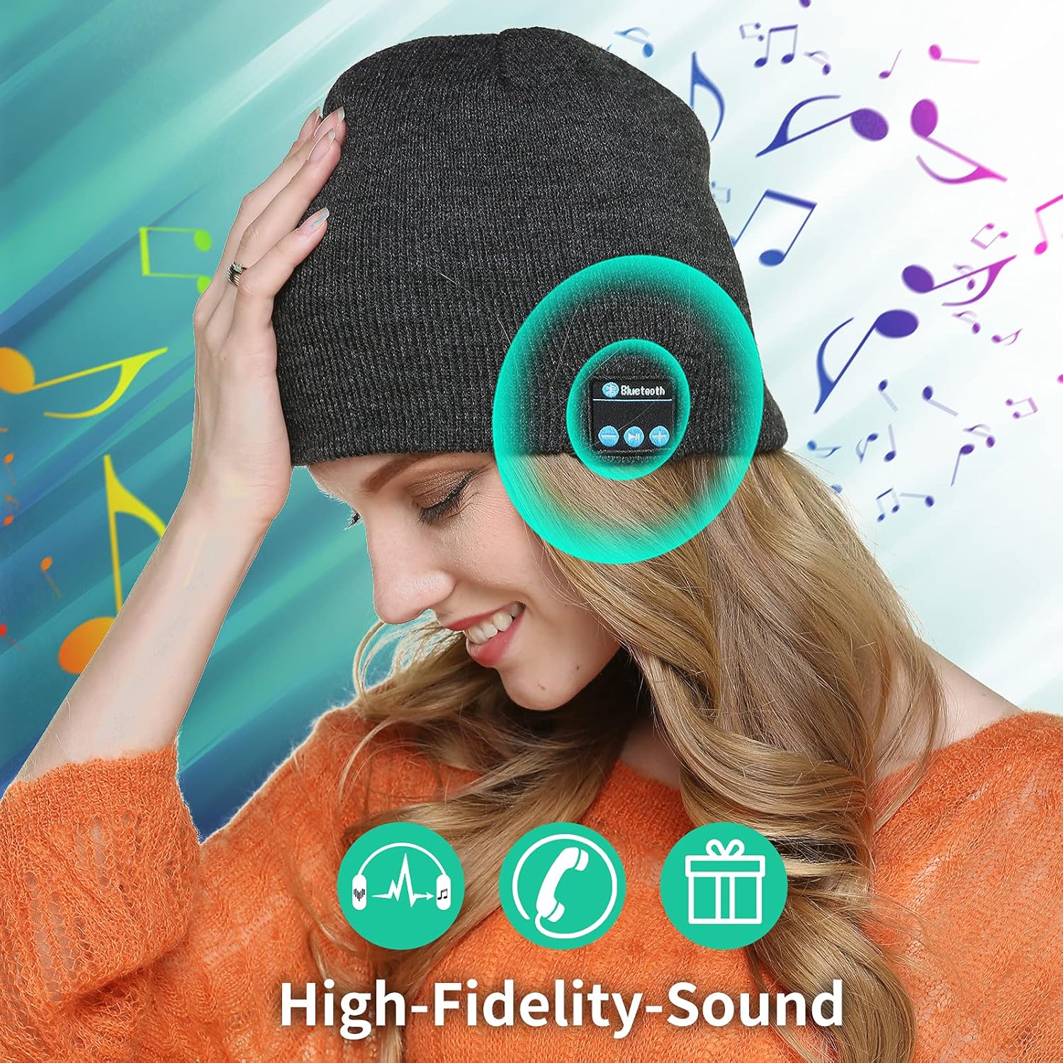 LUMCAI Bluetooth Beanie,Bluetooth hat with Wireless Smart Speaker, This Bluetooth hat is a Gift Choice for Women,Men, Girls,Boys (Gray) : Electronics