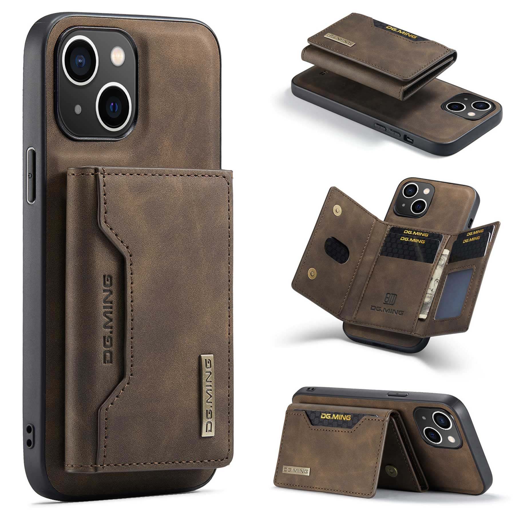 ZCDAYE Custodia A Portafoglio Per IPhone 15, Pelle TPU Con Porta Carte Magnetico E Supporto, Colore Cachi