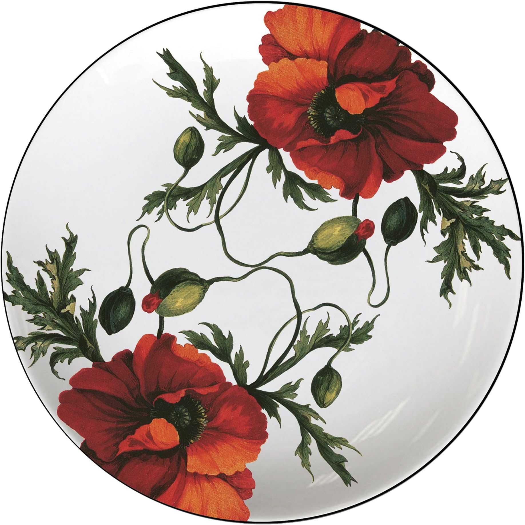 4 Count Melamine Canape Plate Boxed Set, Red Papaver