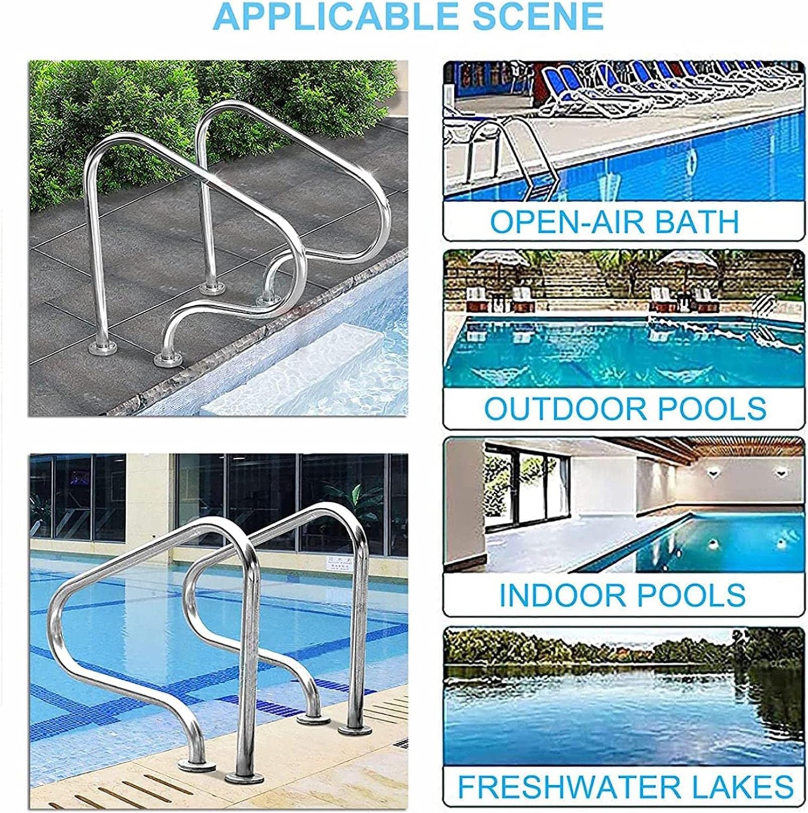 Corrimano per Piscinahiera per Piscina Corrimano Di Sicurezza per Piscina Scaletta per Piscina Interrata/Thick 1.5Mm